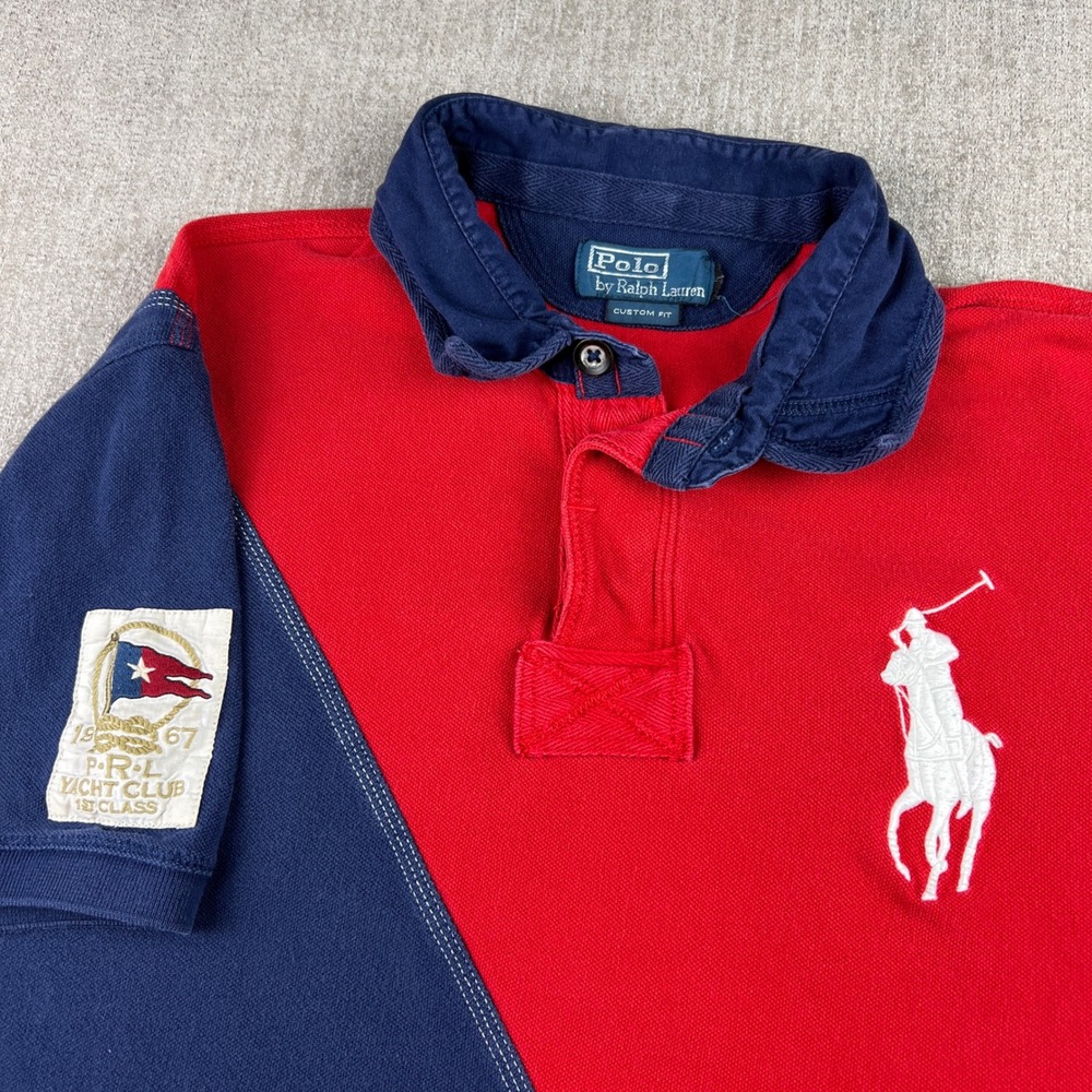 Polo Ralph Lauren Polo Shirt Men XL Red Navy Yacht Club Nautical Pony Logo
